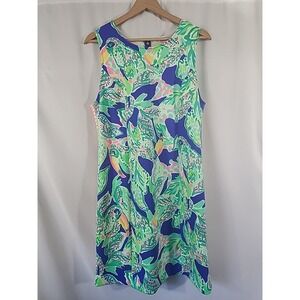 Lilly Pulitzer Mila Shift Scuba Dress‎ in Beckon Blue Wake Up Call Women L
